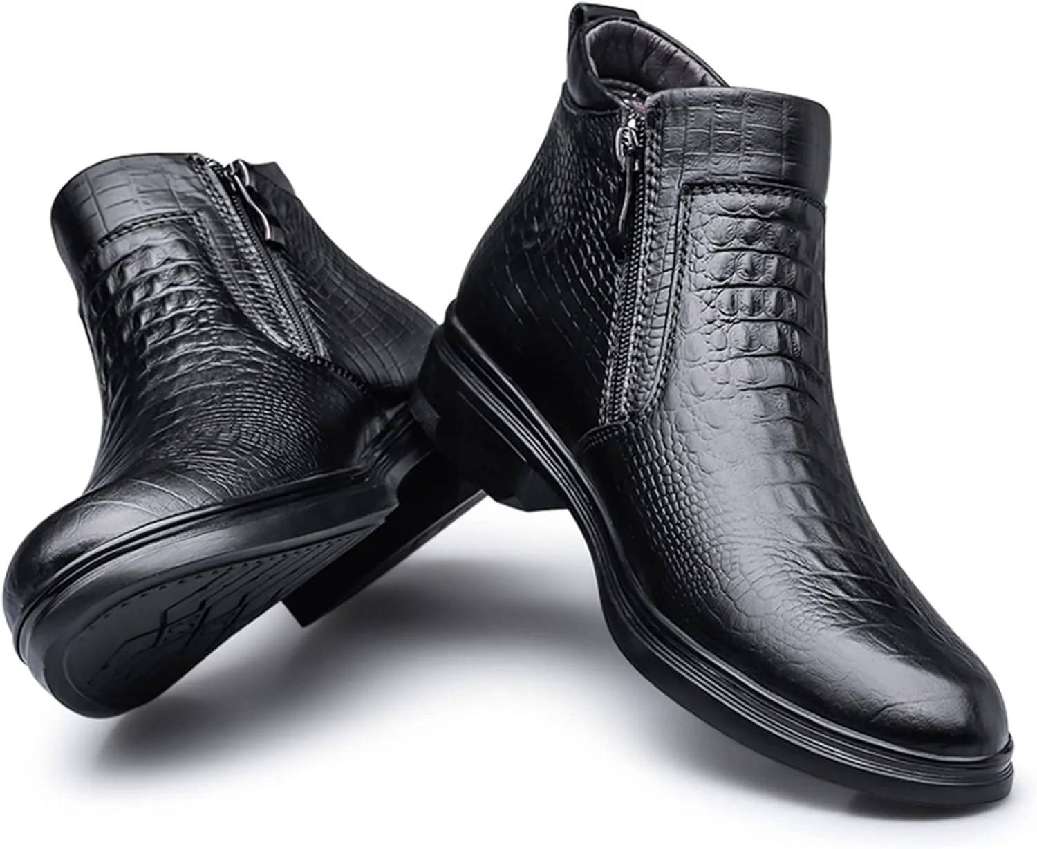 Men Chelsea Boots Crocodile Print With Buckle With Zipper Cowhide Leather Waterproof Non Slip Anti-slip Slip Dress Fashion Pull On