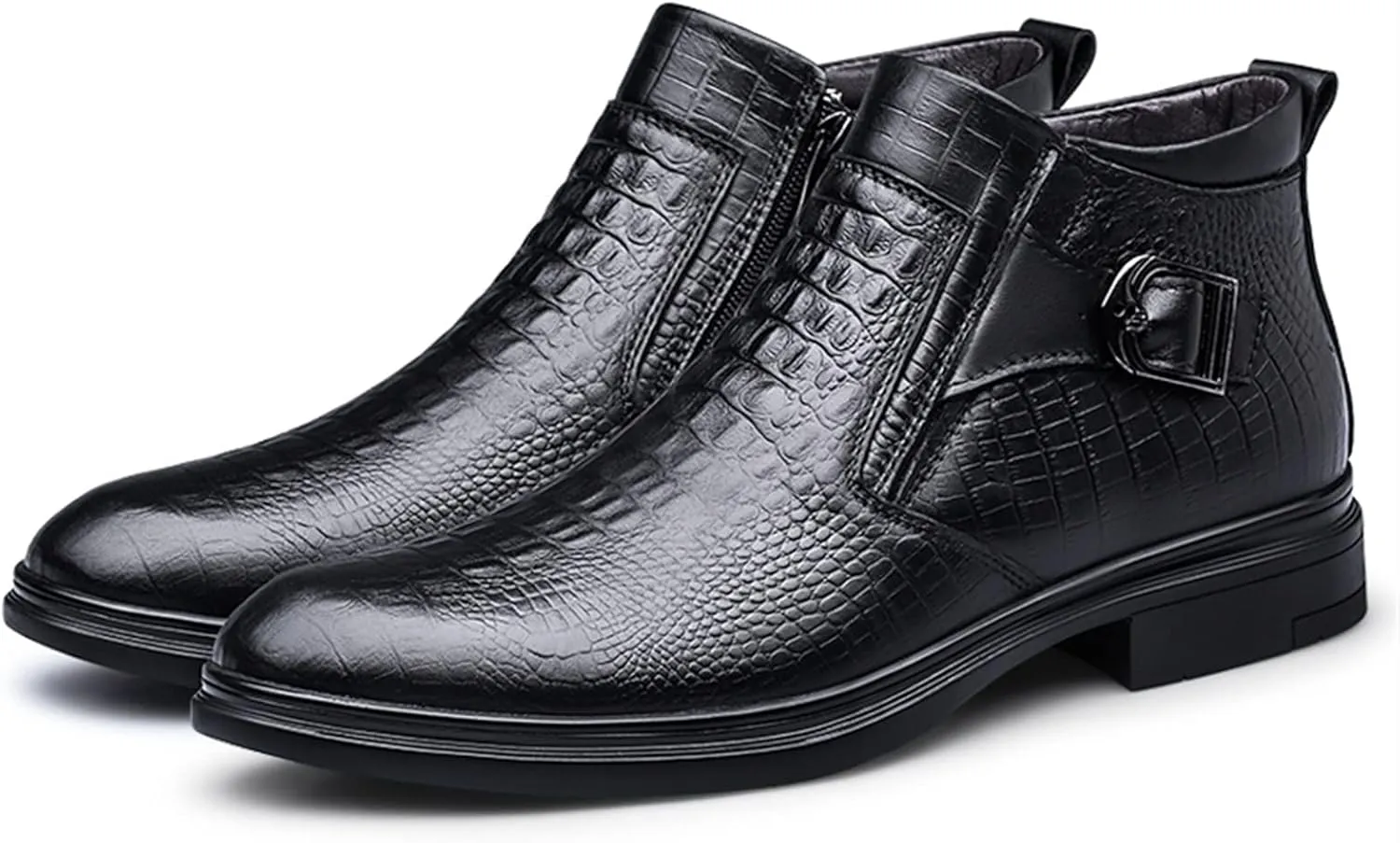 Men Chelsea Boots Crocodile Print With Buckle With Zipper Cowhide Leather Waterproof Non Slip Anti-slip Slip Dress Fashion Pull On