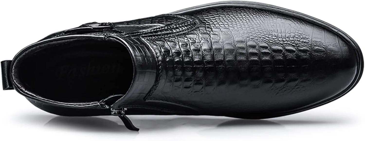 Men Chelsea Boots Crocodile Print With Buckle With Zipper Cowhide Leather Waterproof Non Slip Anti-slip Slip Dress Fashion Pull On
