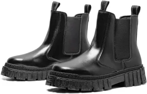 Men Chelsea Boots Lrregular Bottom Elastic Bandage Vegan Leather Wearable Anti-slip Waterproof Non Slip Dress Pull On