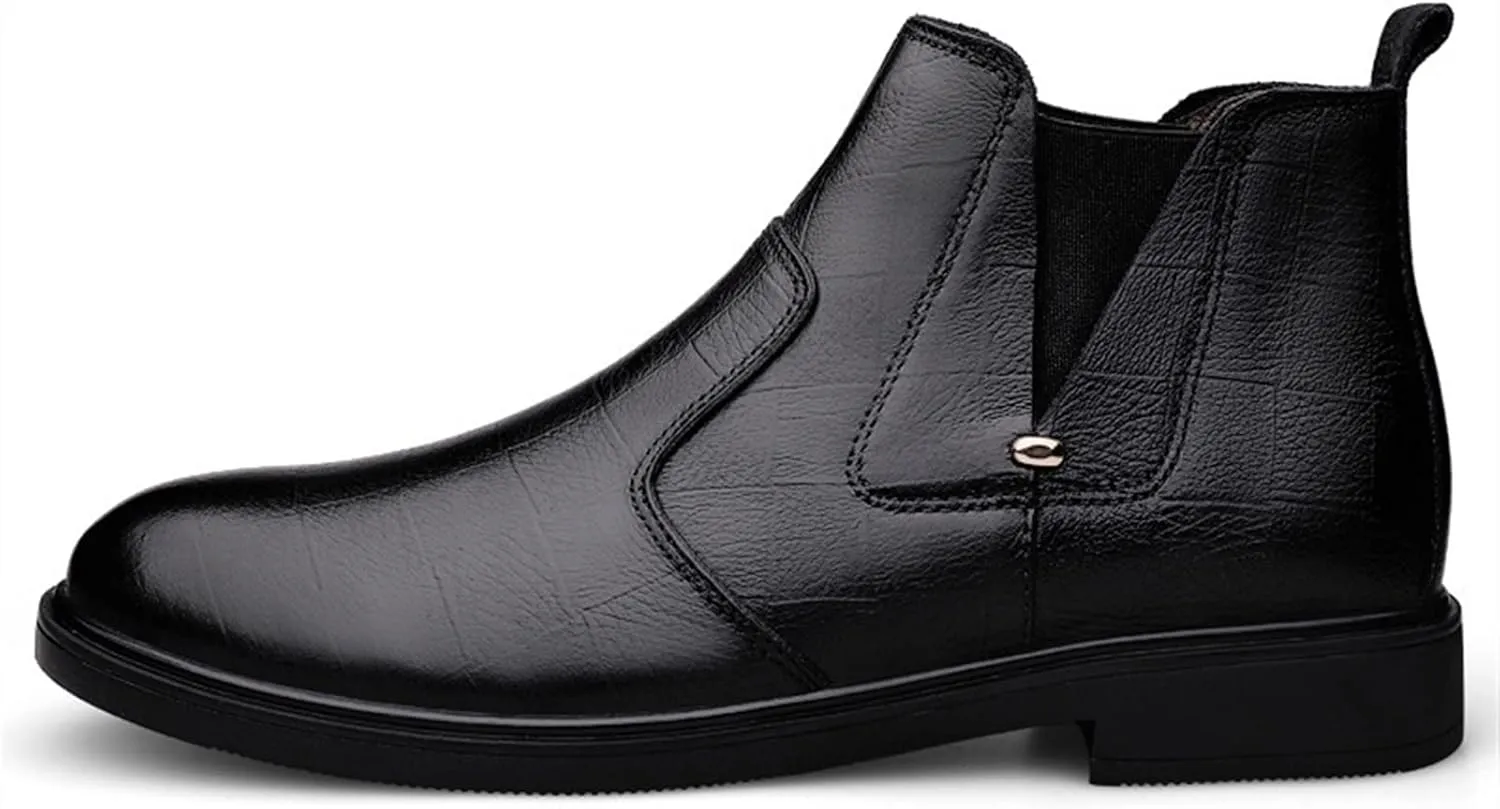 Men's Chelsea Boots Elastic Bandage Genuine Leather Anti-slip Slip Waterproof Fashion Dress Pull On