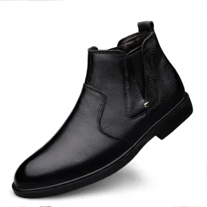 Men's Chelsea Boots Elastic Bandage Genuine Leather Anti-slip Slip Waterproof Fashion Dress Pull On
