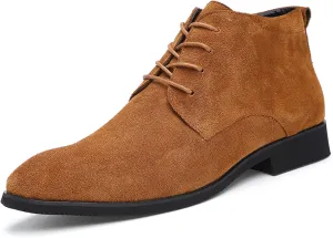 Men's Chukka Oxford Dress Boots - Casual Fashion Mid-Top Leather Ankle Boot Business Work Shoes for Men