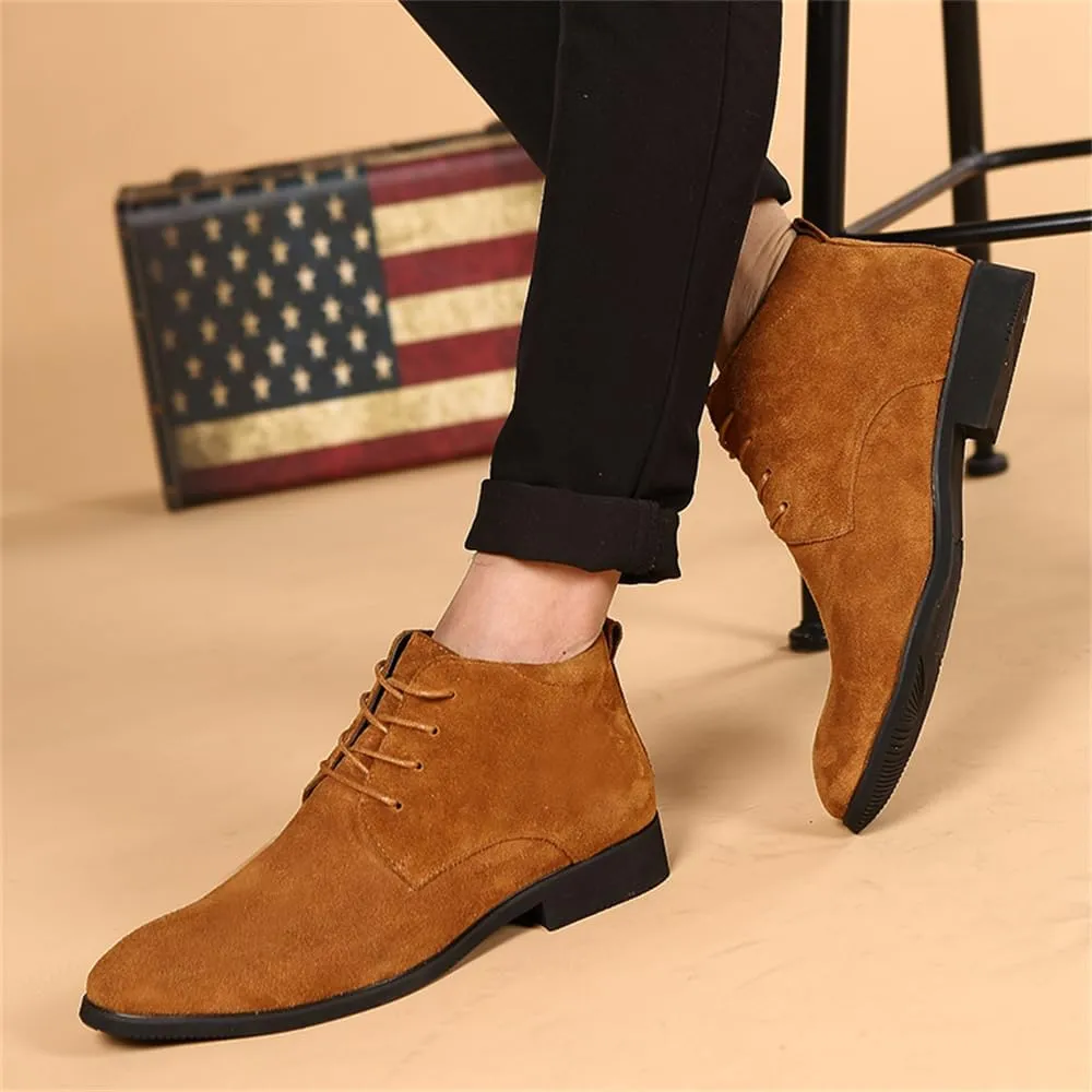 Men's Chukka Oxford Dress Boots - Casual Fashion Mid-Top Leather Ankle Boot Business Work Shoes for Men