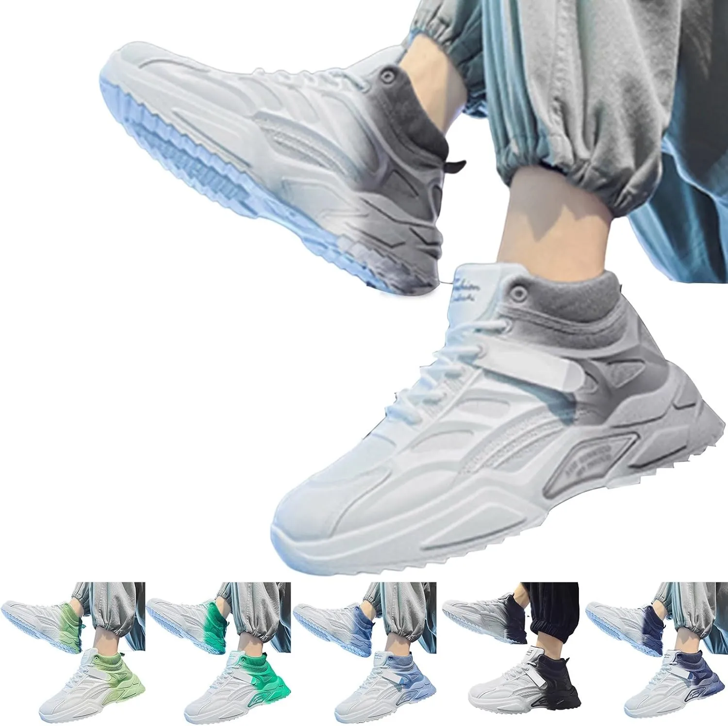 Mens Fashion Sneakers High Top Casual Shoes Athletic Walking Mesh Lightweight Sports Shoes Lace Up Running Shoes