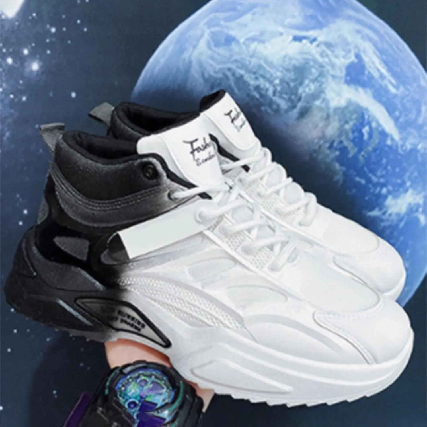 Mens Fashion Sneakers High Top Casual Shoes Athletic Walking Mesh Lightweight Sports Shoes Lace Up Running Shoes