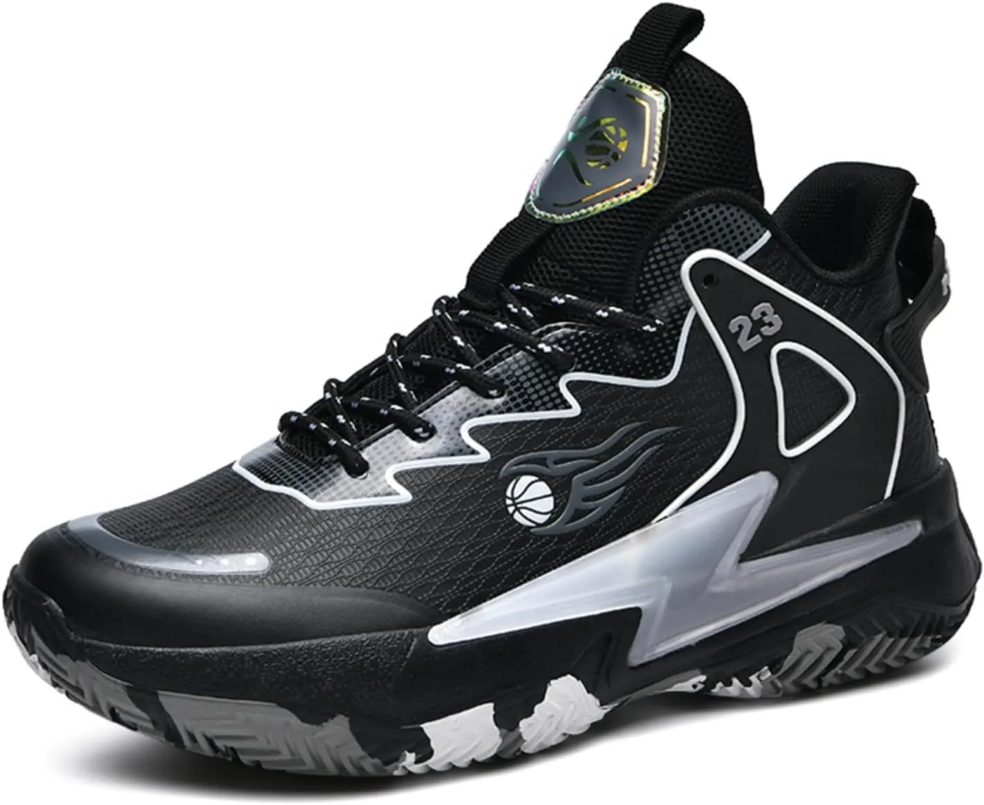 Mens High-Top Fashion Lace Up Mesh Cloth Basketball Shoes Non Slip Breathable Comfortable Training Athletic Sneakers for Workout Running Training