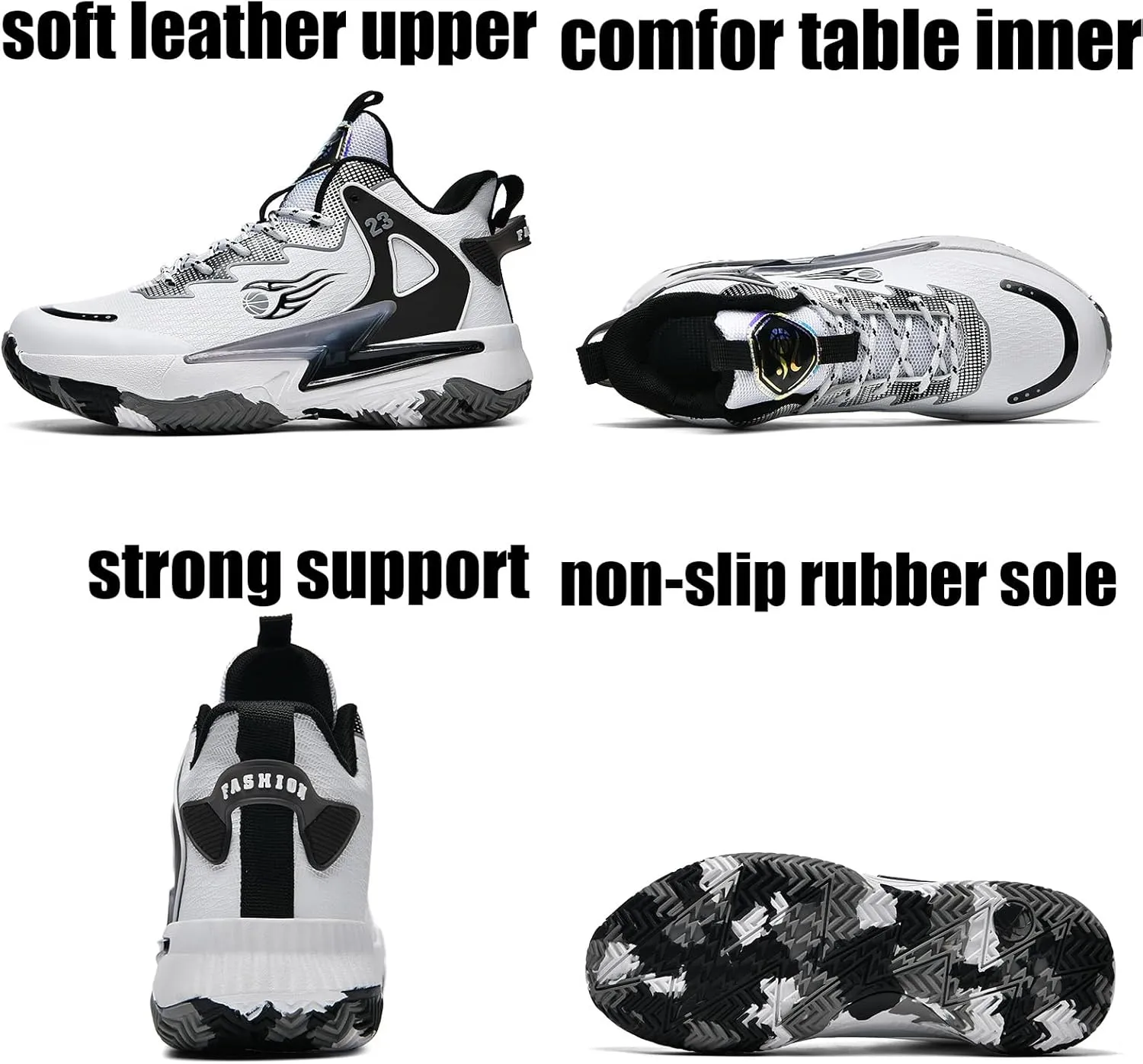 Mens High-Top Fashion Lace Up Mesh Cloth Basketball Shoes Non Slip Breathable Comfortable Training Athletic Sneakers for Workout Running Training