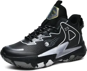 Mens High-Top Fashion Lace Up Mesh Cloth Basketball Shoes Non Slip Breathable Comfortable Training Athletic Sneakers for Workout Running Training