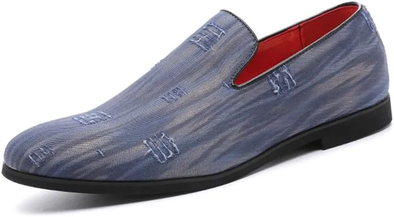 Men's Luxury Denim Penny Loafer Noble Slip-on Suede Loafers Shoes Smoking Slippers Party Dancing Shoes Plus Size 7-13