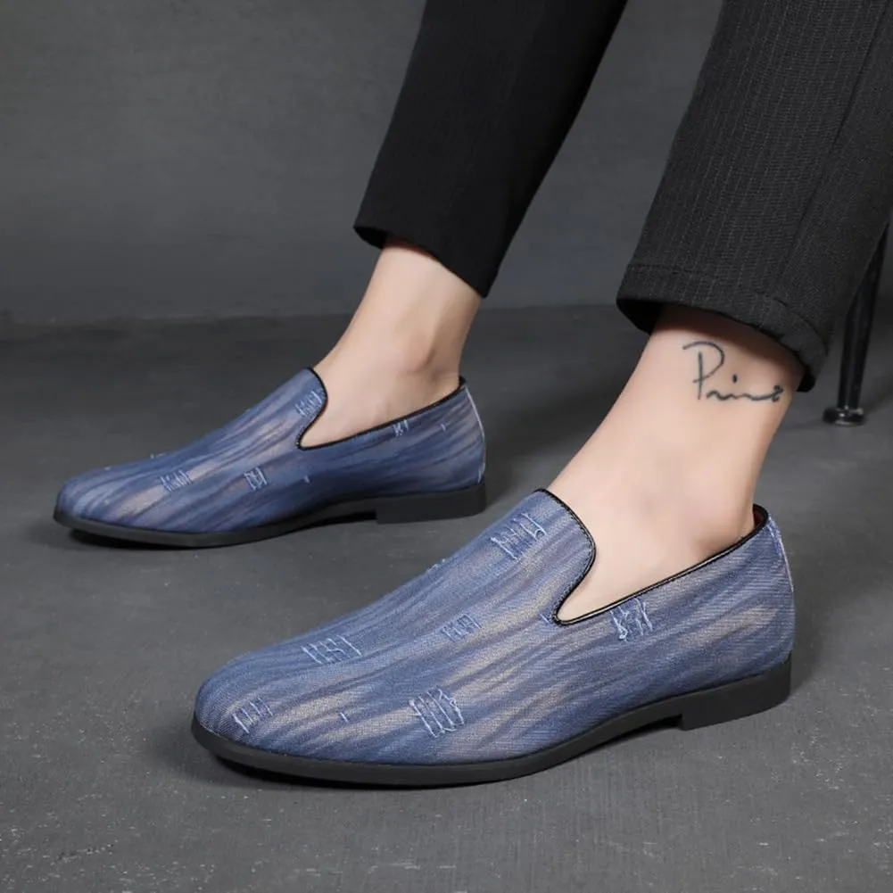 Men's Luxury Denim Penny Loafer Noble Slip-on Suede Loafers Shoes Smoking Slippers Party Dancing Shoes Plus Size 7-13
