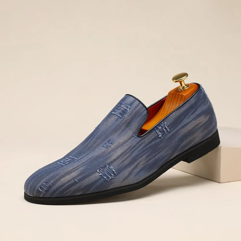 Men's Luxury Denim Penny Loafer Noble Slip-on Suede Loafers Shoes Smoking Slippers Party Dancing Shoes Plus Size 7-13
