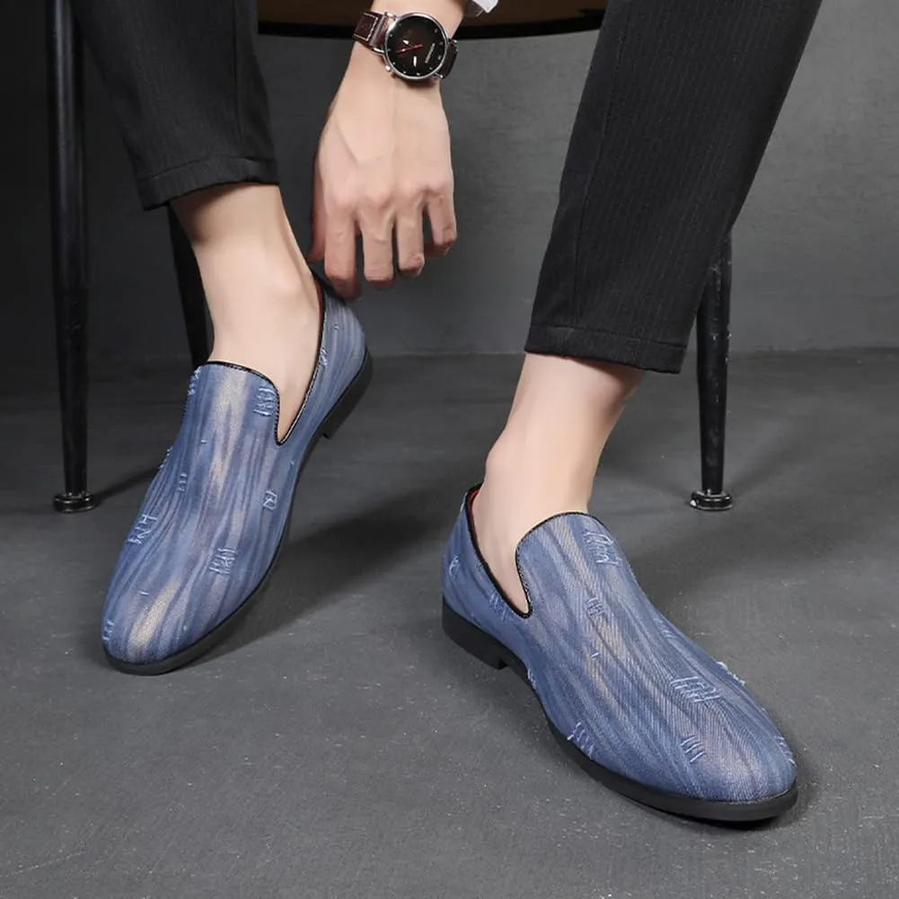 Men's Luxury Denim Penny Loafer Noble Slip-on Suede Loafers Shoes Smoking Slippers Party Dancing Shoes Plus Size 7-13