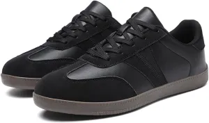 Mens Retro Skateboarding Shoes with Flats Bottom Anti-Slip Lightweight Water-Proof Wear-Resistant Outdoor Leather Sneakers Fashional Board Skate Athletic Training Sports