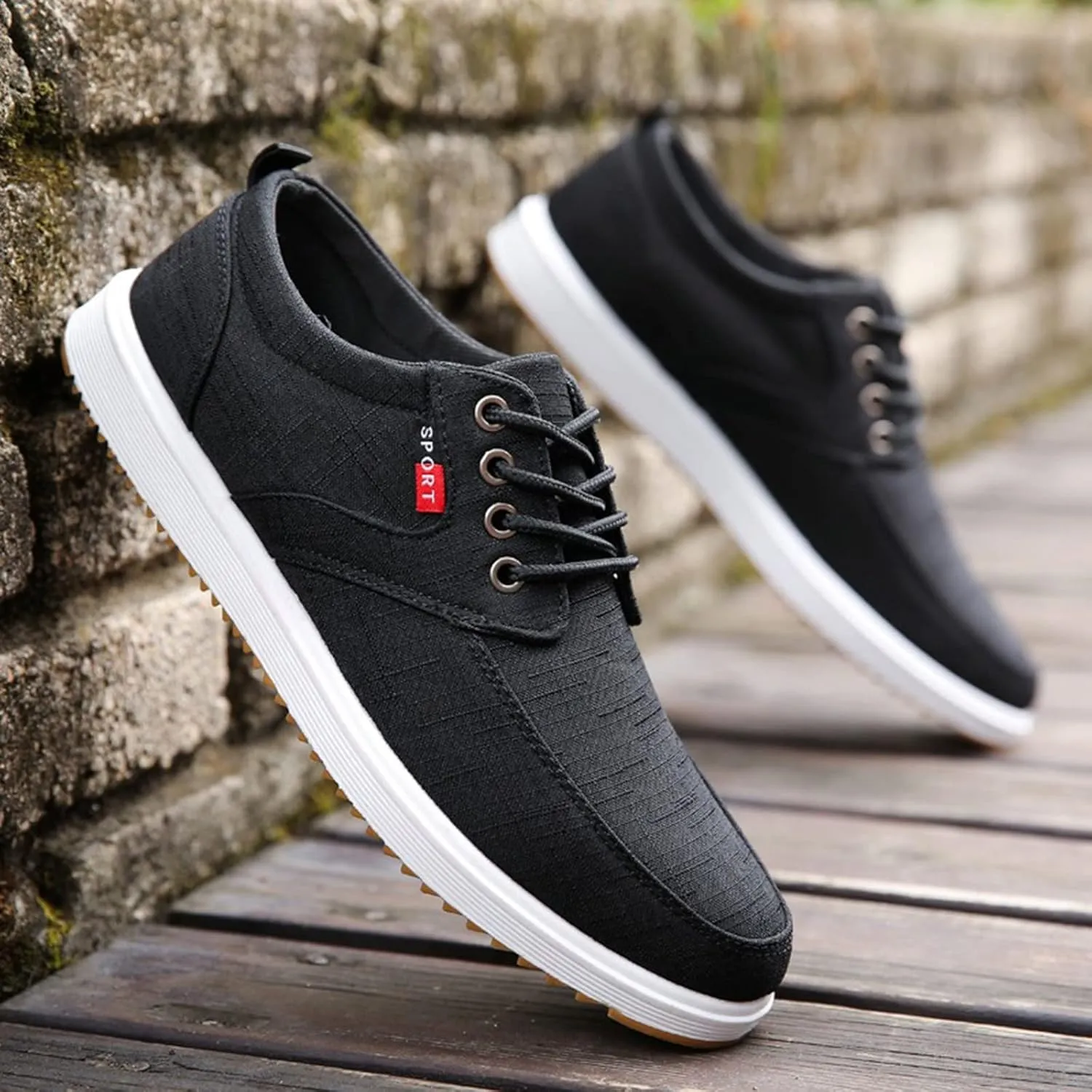 Men's Skate Shoes with Comfortable Sole Lace up Walking Shoes for Men Casual Low Top Boots for Male Daily Work Non Slip Flat Footwear