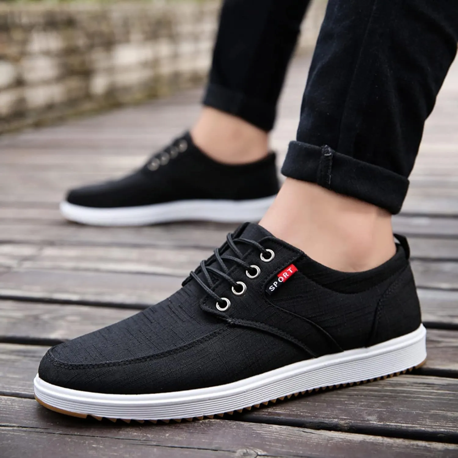 Men's Skate Shoes with Comfortable Sole Lace up Walking Shoes for Men Casual Low Top Boots for Male Daily Work Non Slip Flat Footwear
