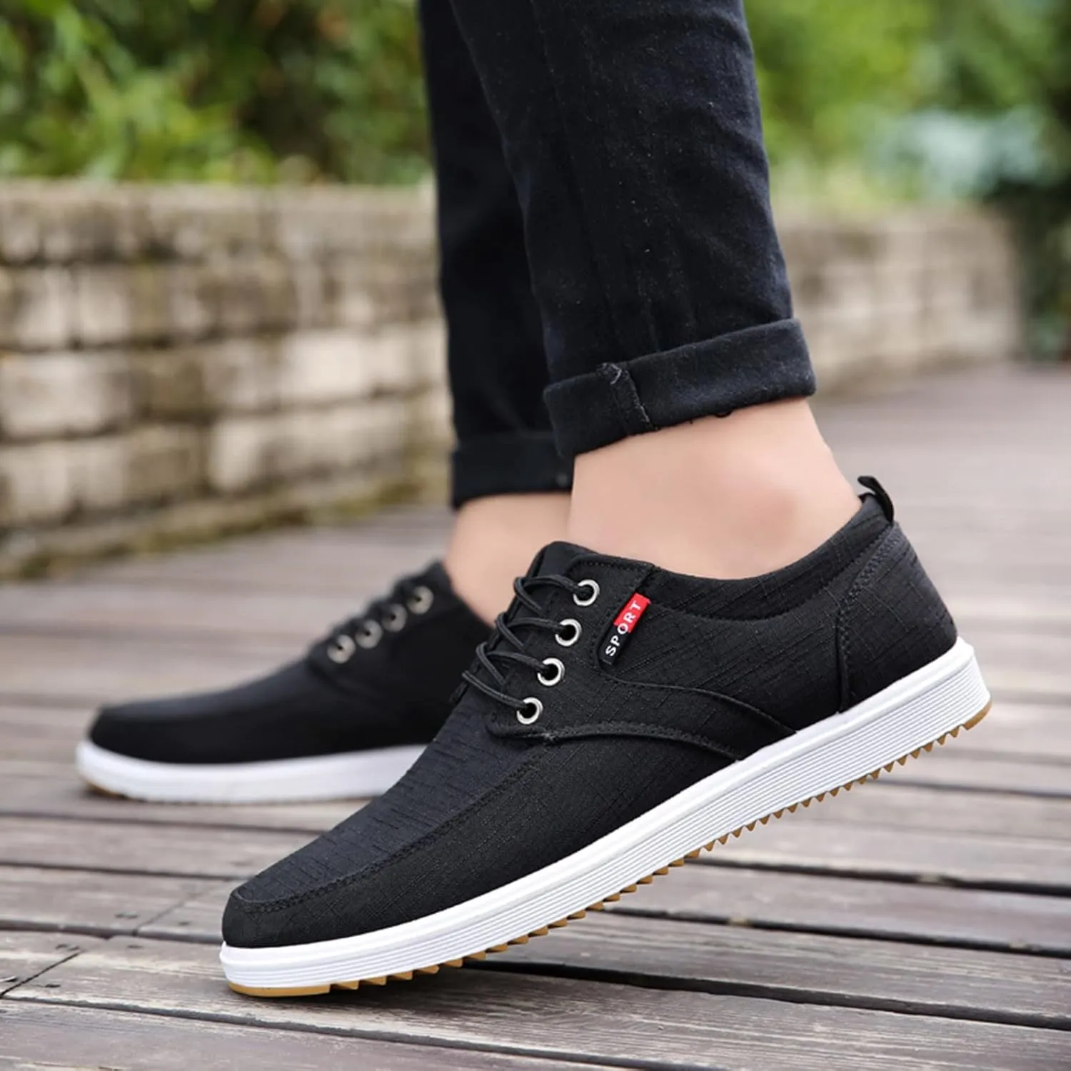 Men's Skate Shoes with Comfortable Sole Lace up Walking Shoes for Men Casual Low Top Boots for Male Daily Work Non Slip Flat Footwear
