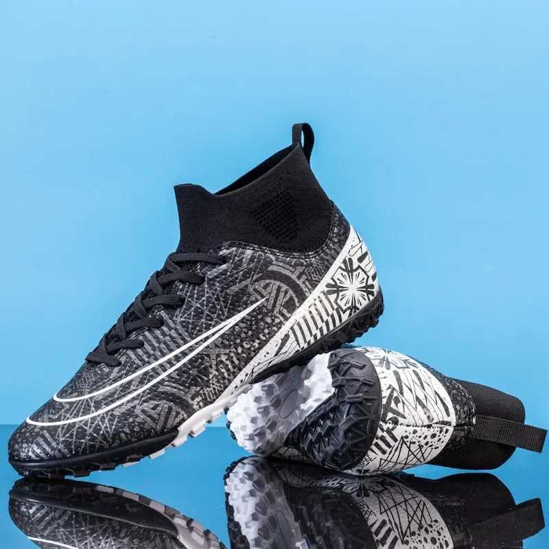 Mens Soccer Boots High-top Football Shoes Cleats Spike Shoes Sneaker Comfortable Adults Athletic Outdoor Indoor Competition Training Shoes Size 4.5-11