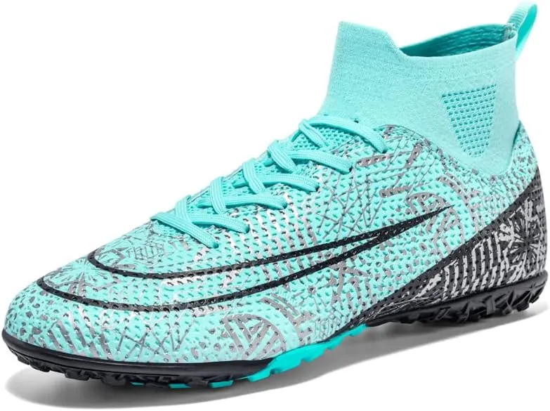 Mens Soccer Boots High-top Football Shoes Cleats Spike Shoes Sneaker Comfortable Adults Athletic Outdoor Indoor Competition Training Shoes Size 4.5-11
