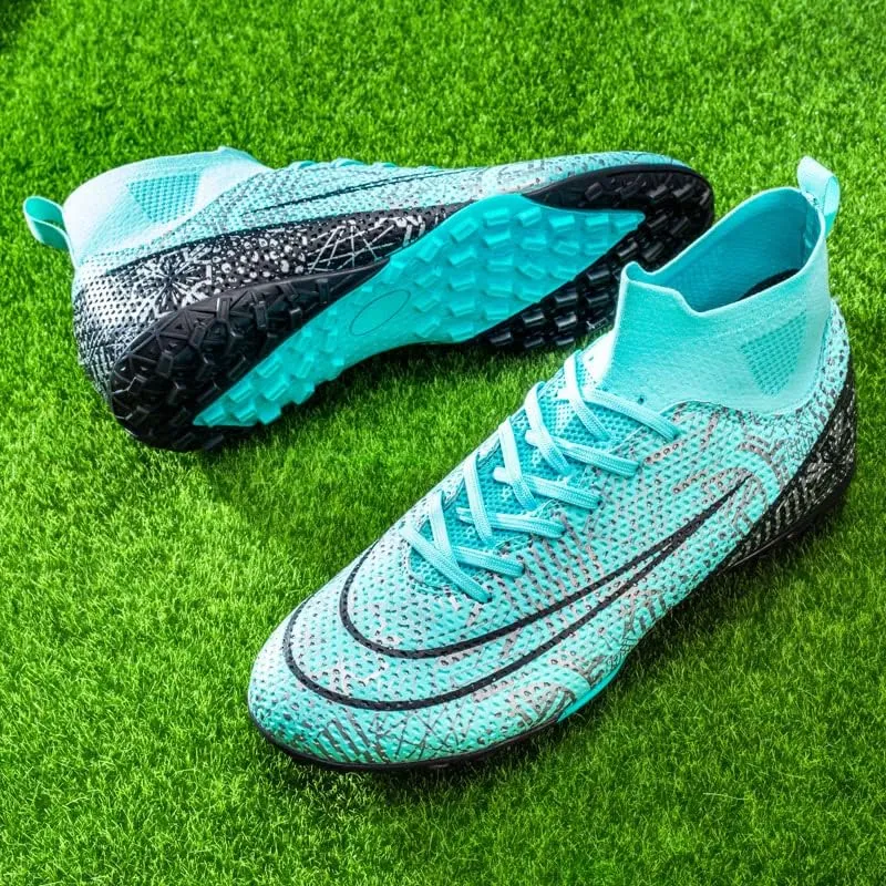 Mens Soccer Boots High-top Football Shoes Cleats Spike Shoes Sneaker Comfortable Adults Athletic Outdoor Indoor Competition Training Shoes Size 4.5-11