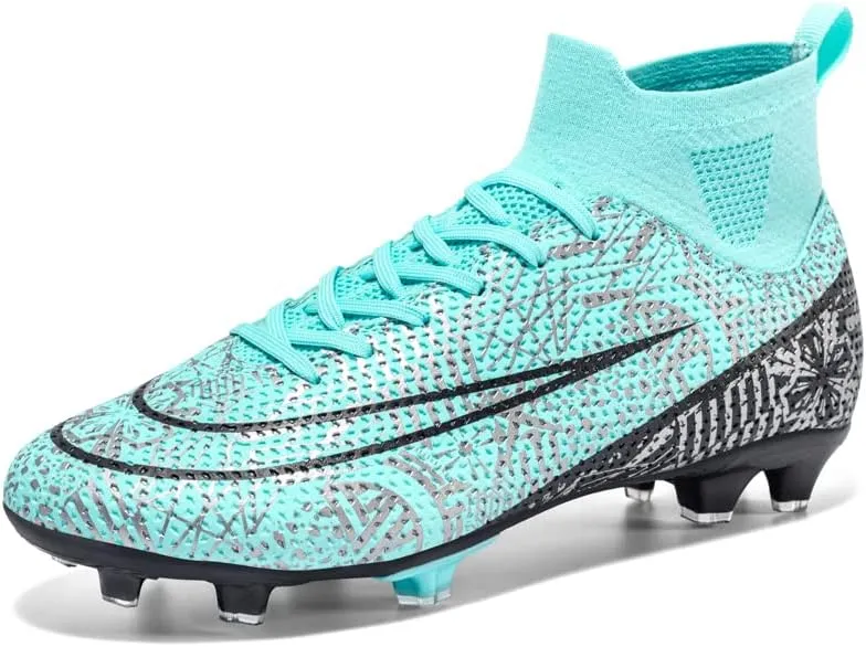 Mens Soccer Boots High-top Football Shoes Cleats Spike Shoes Sneaker Comfortable Adults Athletic Outdoor Indoor Competition Training Shoes Size 4.5-11