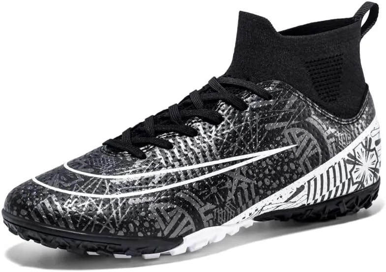 Mens Soccer Boots High-top Football Shoes Cleats Spike Shoes Sneaker Comfortable Adults Athletic Outdoor Indoor Competition Training Shoes Size 4.5-11