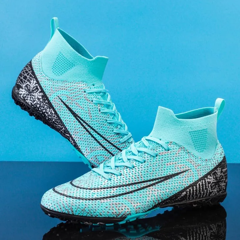 Mens Soccer Boots High-top Football Shoes Cleats Spike Shoes Sneaker Comfortable Adults Athletic Outdoor Indoor Competition Training Shoes Size 4.5-11