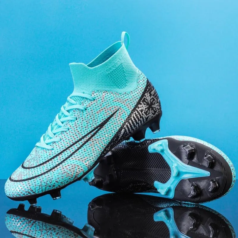 Mens Soccer Boots High-top Football Shoes Cleats Spike Shoes Sneaker Comfortable Adults Athletic Outdoor Indoor Competition Training Shoes Size 4.5-11