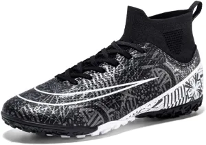 Mens Soccer Boots High-top Football Shoes Cleats Spike Shoes Sneaker Comfortable Adults Athletic Outdoor Indoor Competition Training Shoes Size 4.5-11
