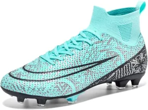 Mens Soccer Boots High-top Football Shoes Cleats Spike Shoes Sneaker Comfortable Adults Athletic Outdoor Indoor Competition Training Shoes Size 4.5-11