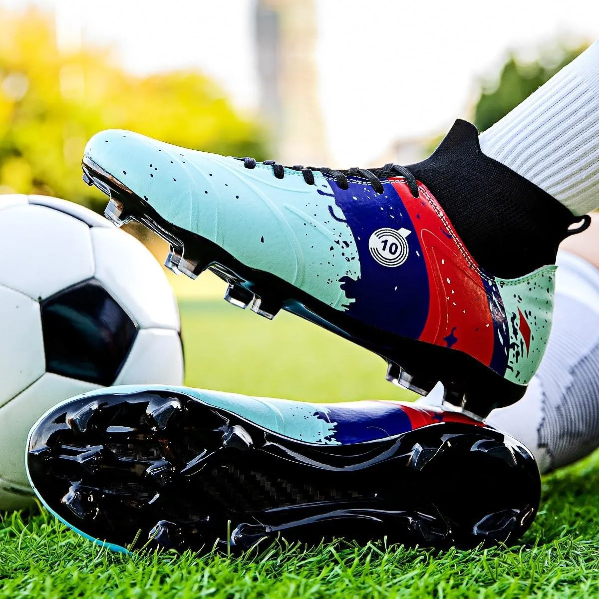 Men??s Soccer Shoes Cleats Football Boots Professional Training Outdoor Indoor Sneaker High-Top Spike Breathable Athletic