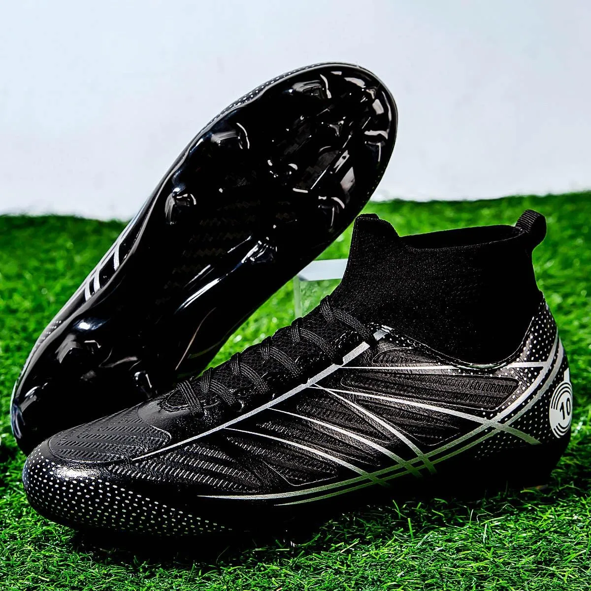Men??s Soccer Shoes Cleats Football Boots Professional Training Outdoor Indoor Sneaker High-Top Spike Breathable Athletic