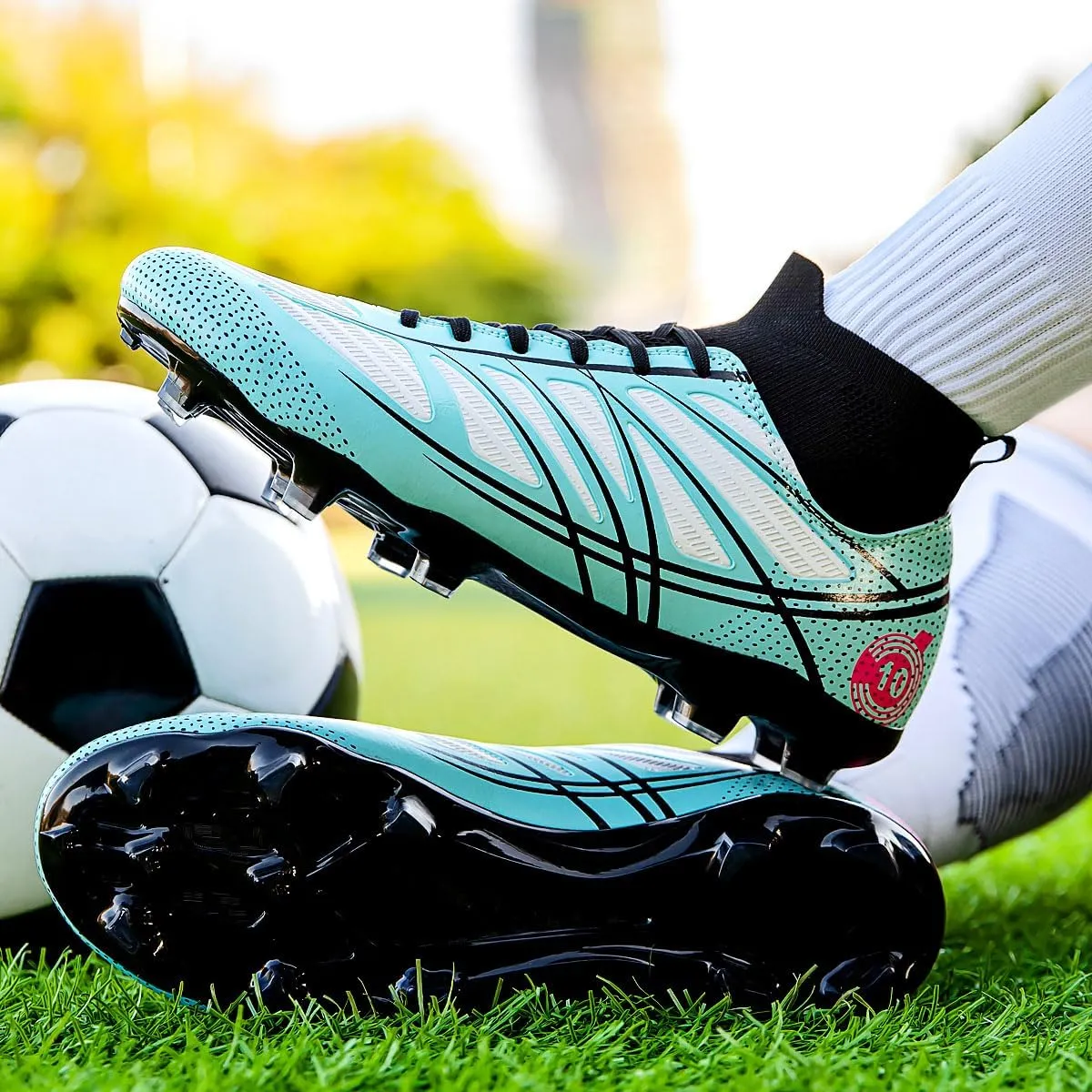 Men??s Soccer Shoes Cleats Football Boots Professional Training Outdoor Indoor Sneaker High-Top Spike Breathable Athletic