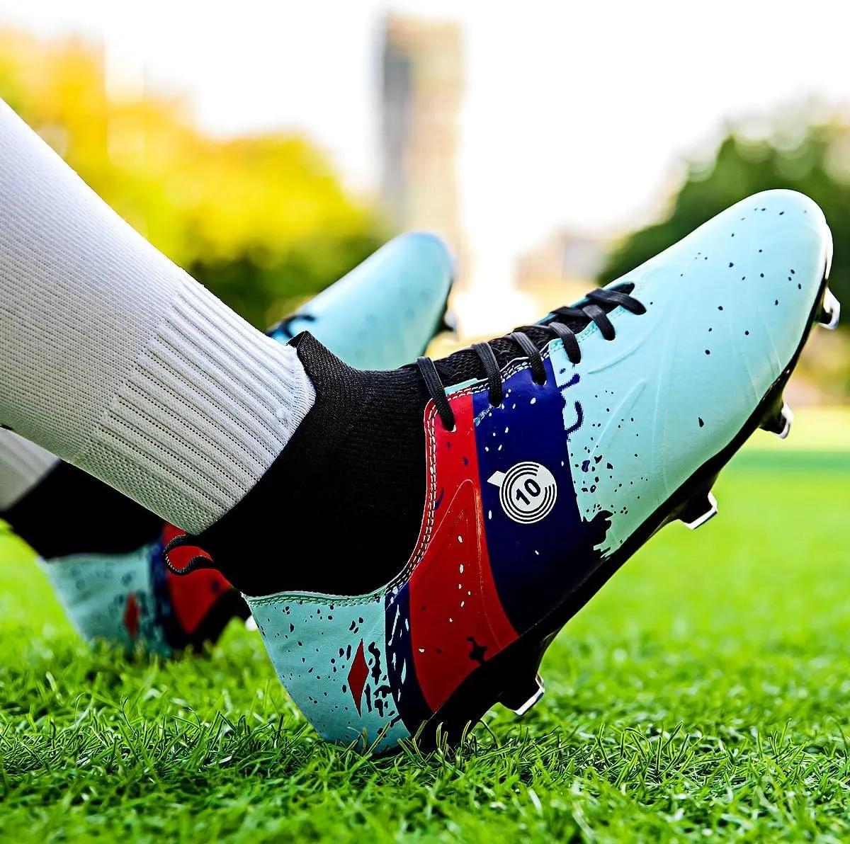 Men??s Soccer Shoes Cleats Football Boots Professional Training Outdoor Indoor Sneaker High-Top Spike Breathable Athletic