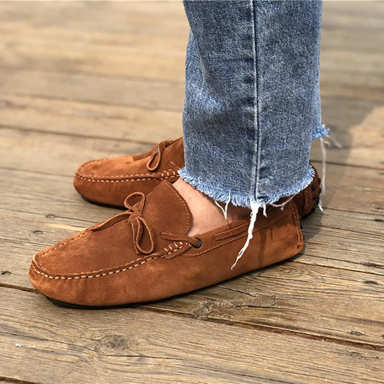 Men's Soft Suede Driving Loafers Shoes Handmade Moccasin Slippers Business Shoes Leather Loafers Casual Shoes for Men Slip On Boat Shoes