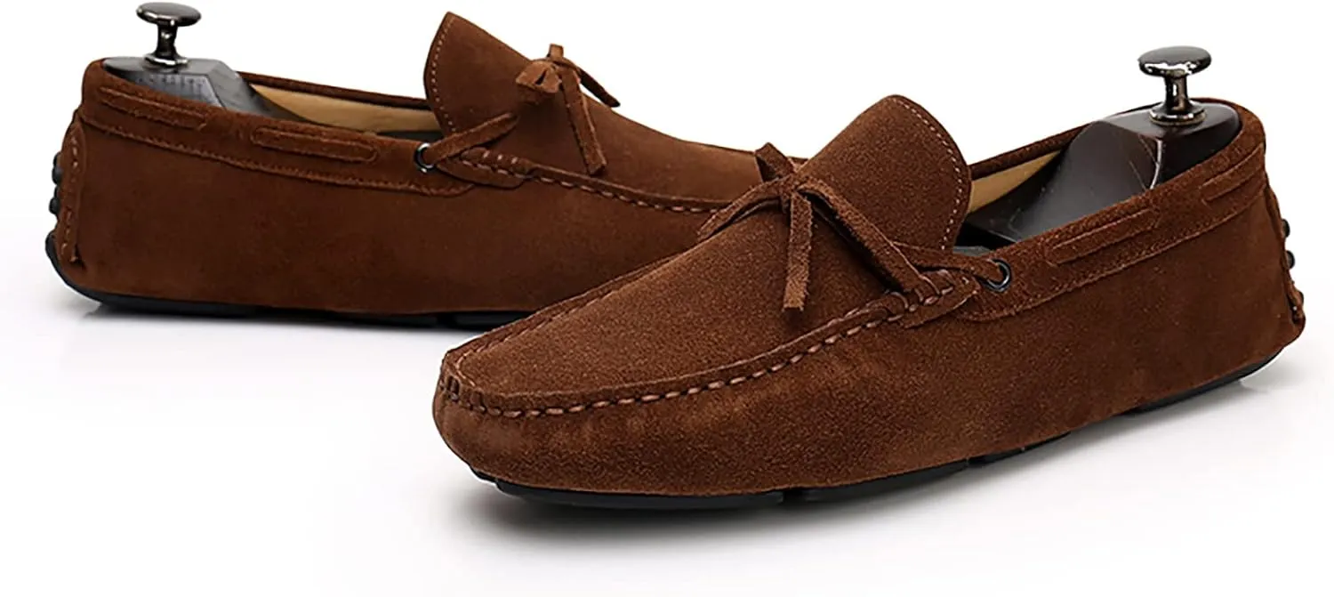 Men's Soft Suede Driving Loafers Shoes Handmade Moccasin Slippers Business Shoes Leather Loafers Casual Shoes for Men Slip On Boat Shoes