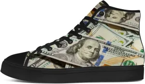 Money Shoes for Men Women Dollar High Top Canvas Sneakers Lace Up Casual Walking Shoes Gifts for Boyfriend Girlfriend