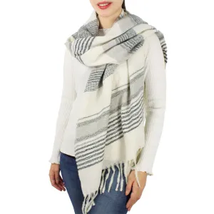 Multicolour Striped Scarf (Off White   Grey)
