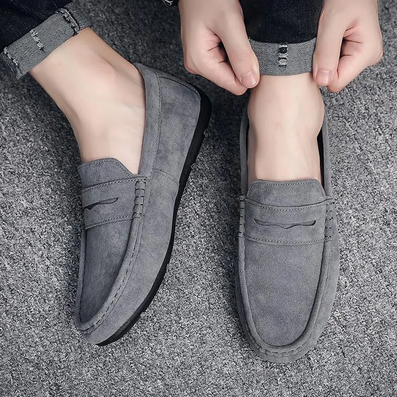 New Loafers for Men Suede Vamp Driving Penny Loafers Apron Toe Anti-Slip Slip Resistant Flexible Classic Wedding Slip-on