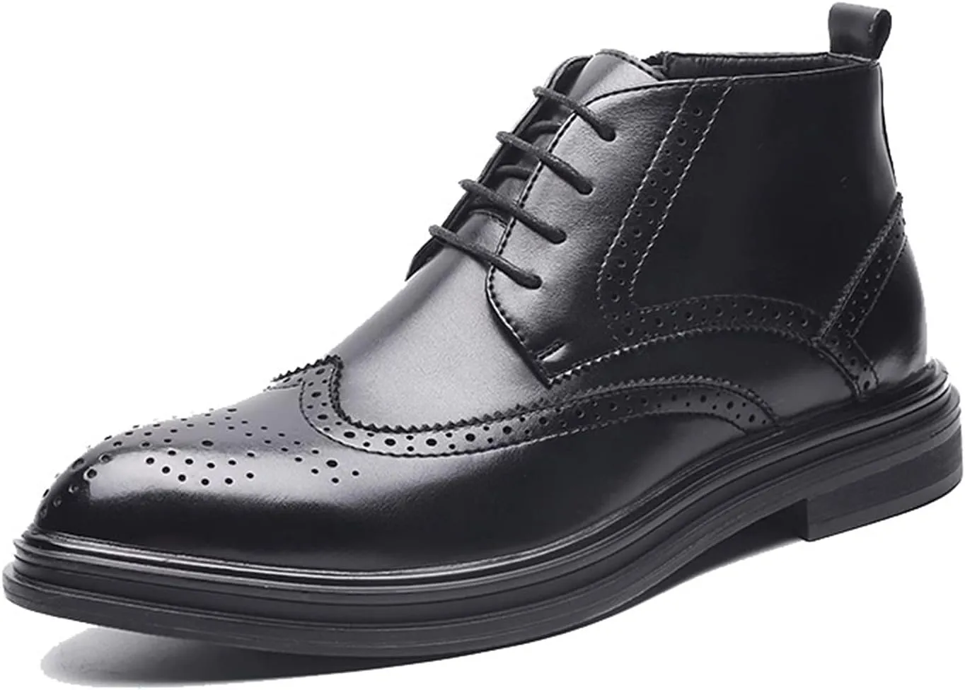 New Mens Ankle Boots Anti-slip Waterproof Carved Brogue Win Tip PU Dress Fashion
