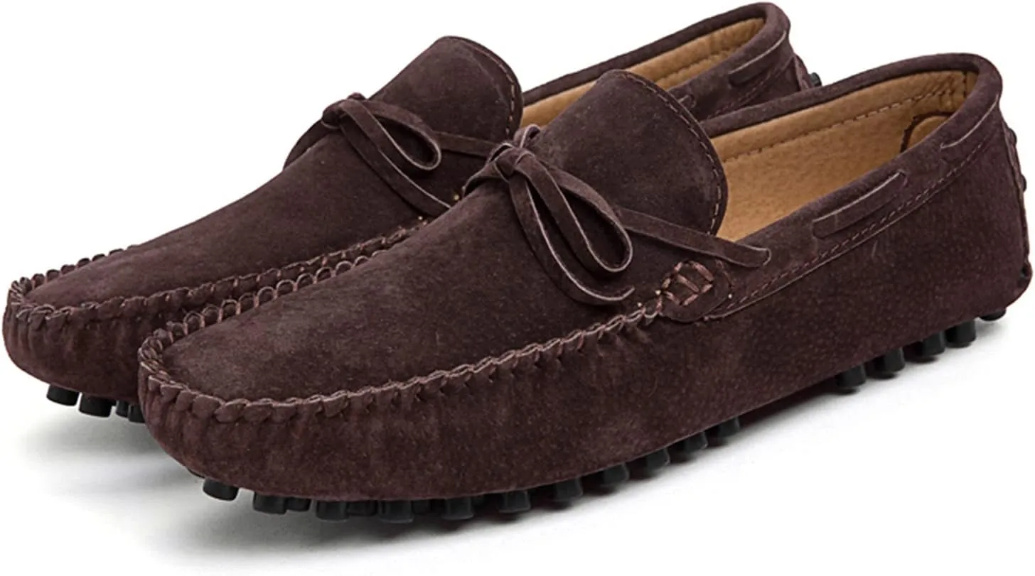 New Mens Loafers Shoe Lined Option Deck Shoes Genuine Leather Suede Vamp 1-eye Round Toe Lightweight Comfortable Resistant Flexible Party Casual Slip On