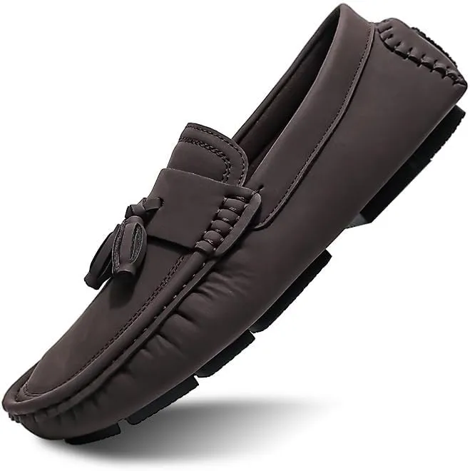 New Mens Loafers Shoe Round Toe Suede with Tassel Penny Driving Loafers Flexible Anti-Slip Flat Heel Fashion Party Slip On