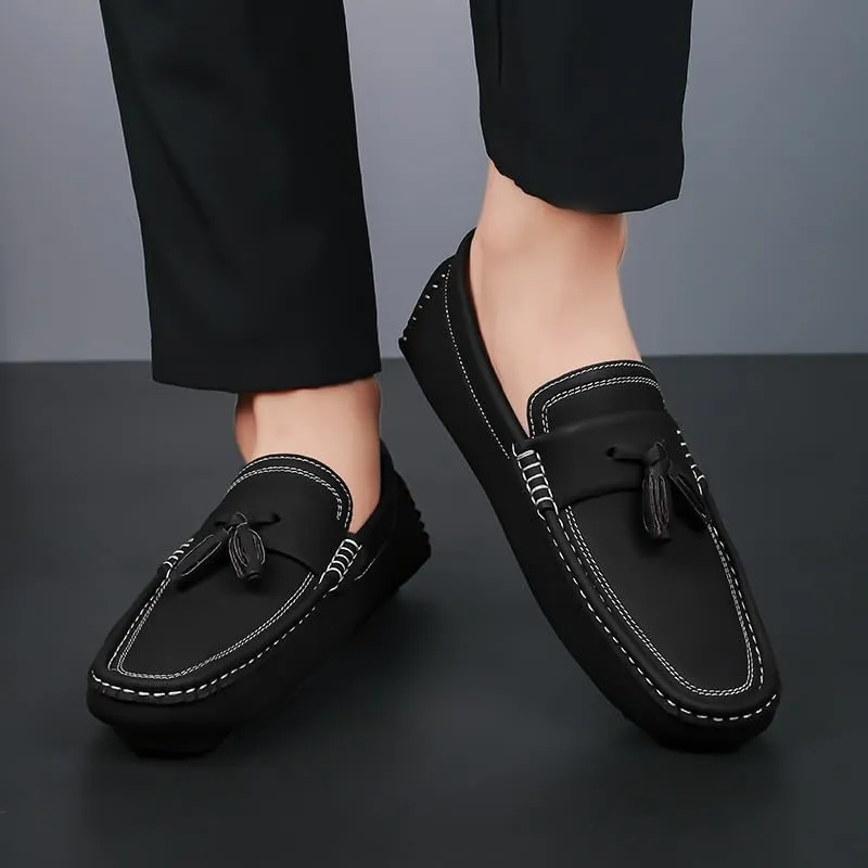 New Mens Loafers Shoe Round Toe Suede with Tassel Penny Driving Loafers Flexible Anti-Slip Flat Heel Fashion Party Slip On