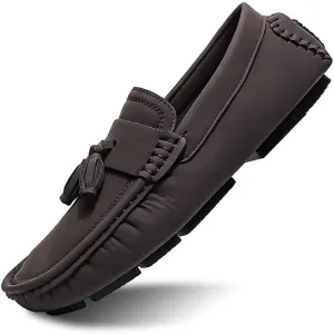 New Mens Loafers Shoe Round Toe Suede with Tassel Penny Driving Loafers Flexible Anti-Slip Flat Heel Fashion Party Slip On