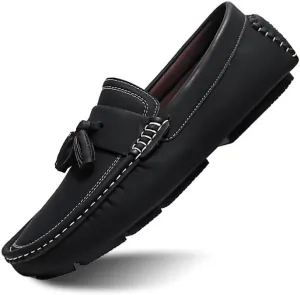 New Mens Loafers Shoe Round Toe Suede with Tassel Penny Driving Loafers Flexible Anti-Slip Flat Heel Fashion Party Slip On