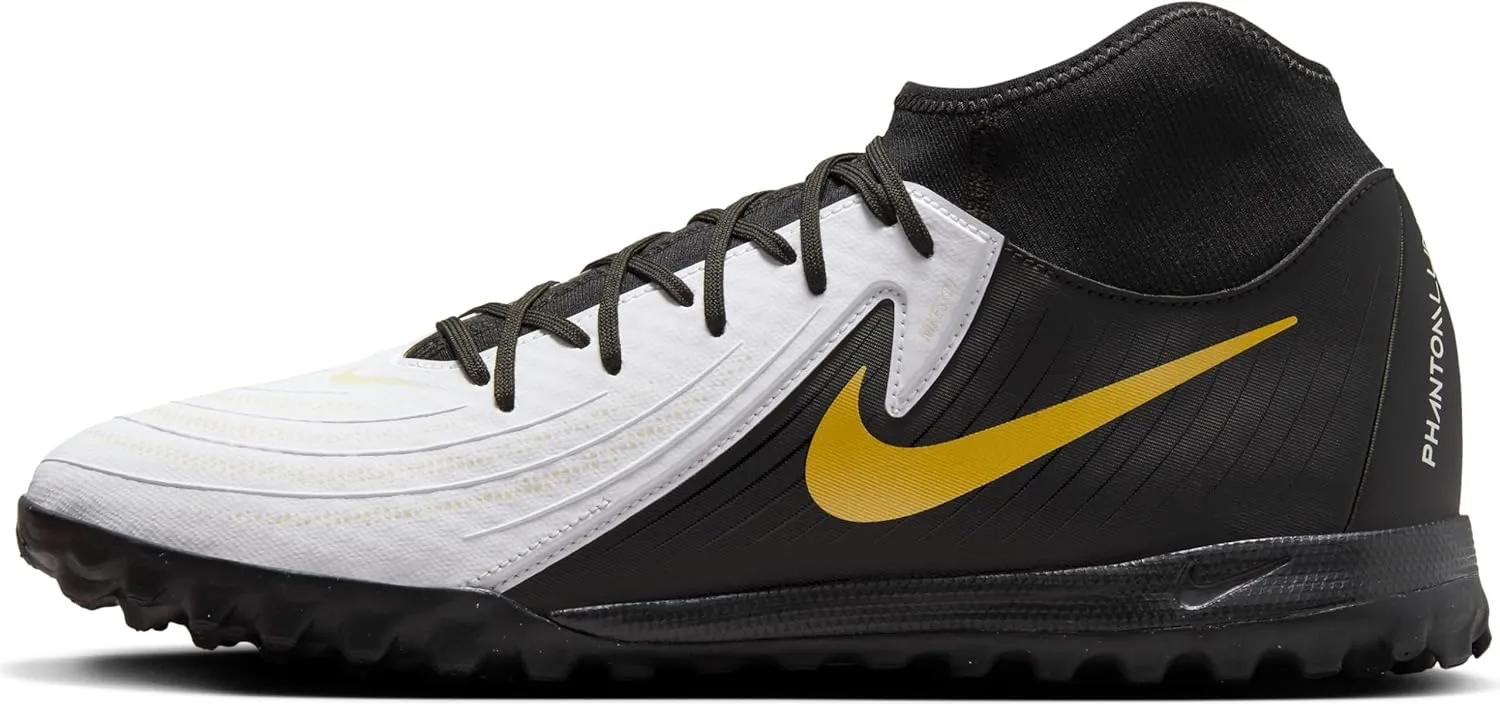 Nike Phantom Luna II Academy TF Turf Soccer Cleat - White/Black/Metallic Gold Coin 10.5M/12W