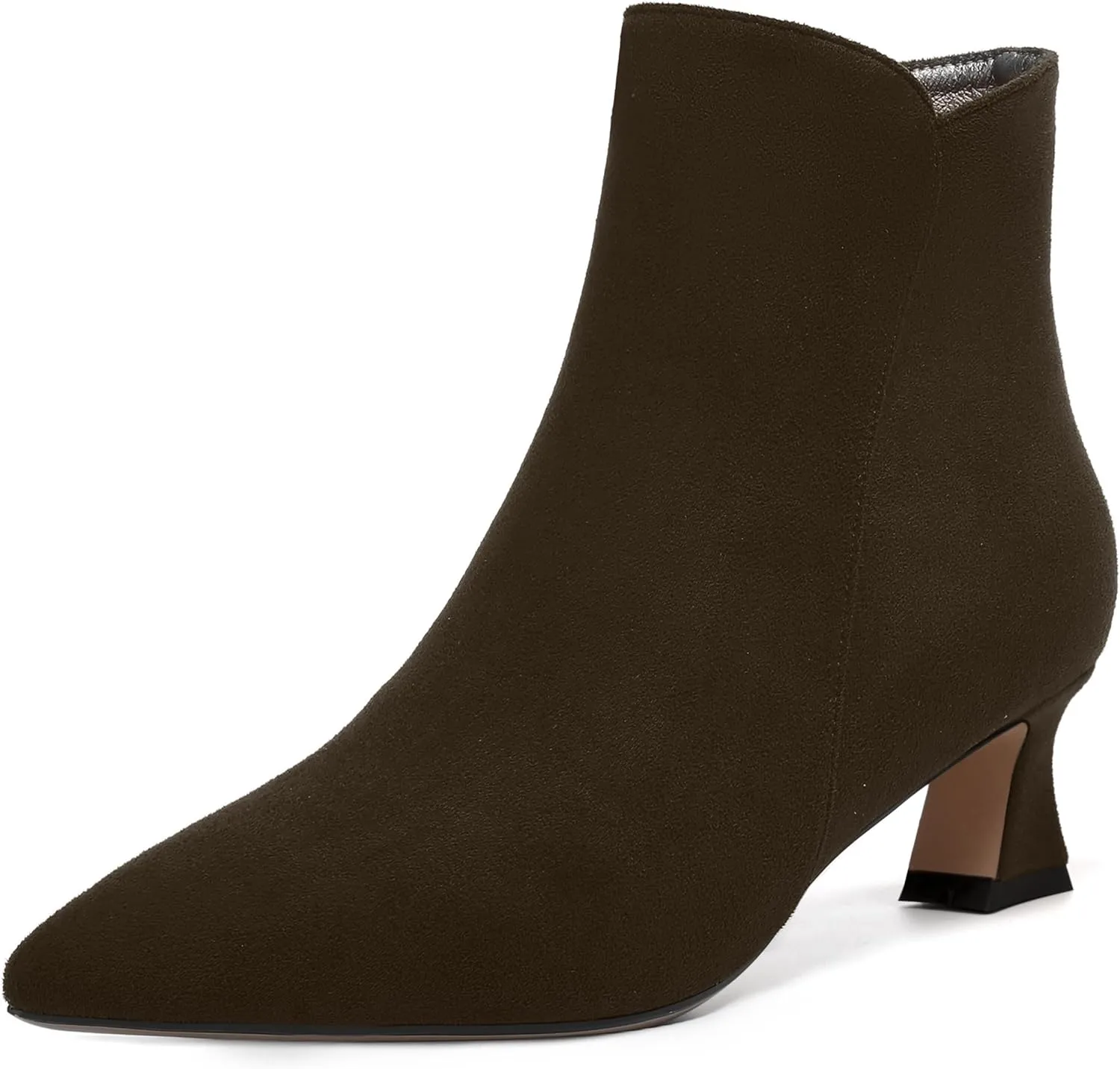 NUMALEO Womens Zip Pointed Toe Wedding Suede Dress Fashion Kitten Low Heel Ankle High Boots 2 Inch