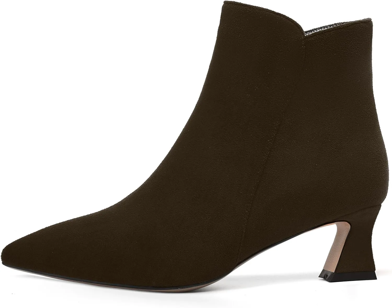 NUMALEO Womens Zip Pointed Toe Wedding Suede Dress Fashion Kitten Low Heel Ankle High Boots 2 Inch