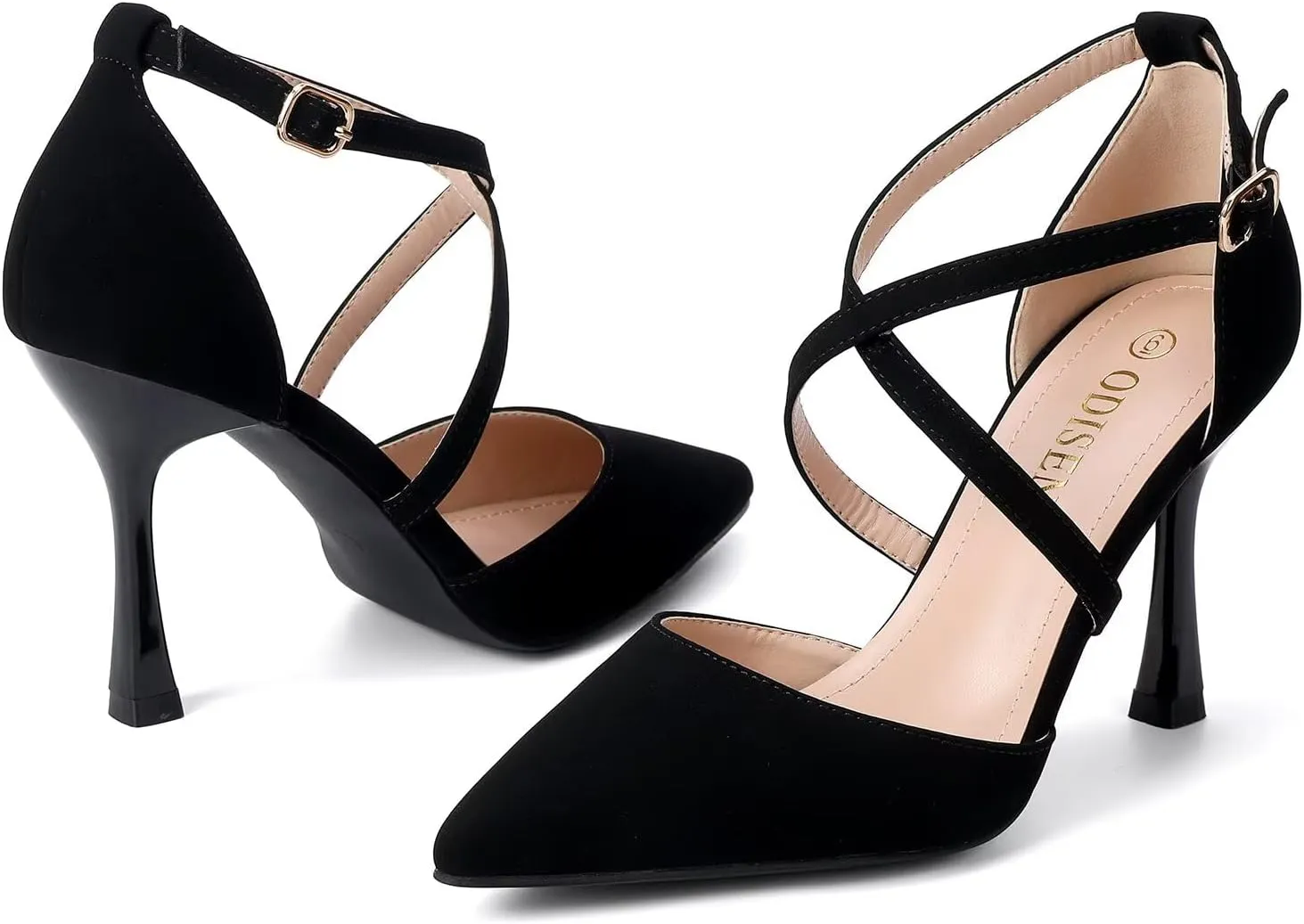 Odisen Women's 3.5 in High Heels Closed Toe Ankle Strap Bridal Wedding Dress Shoes