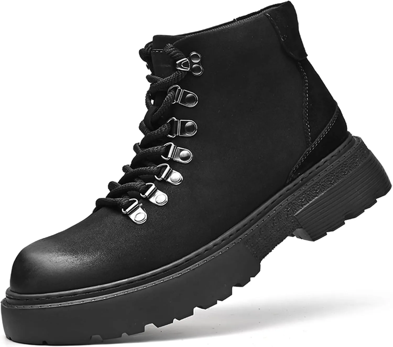 Optigard Men's Leather Platform Lace-up Chukka Boots Waterproof Non-slip Hiking Boots for Men Casual Motorcycle Booties